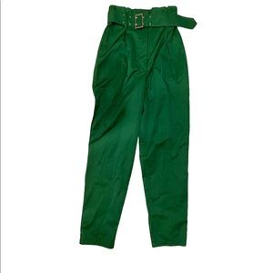 Forest green high waisted dress pants with belt